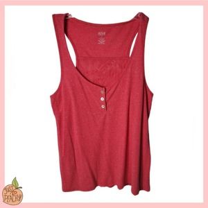 a. n. a. Ribbed Lace Back Tank Top S Orange Coral